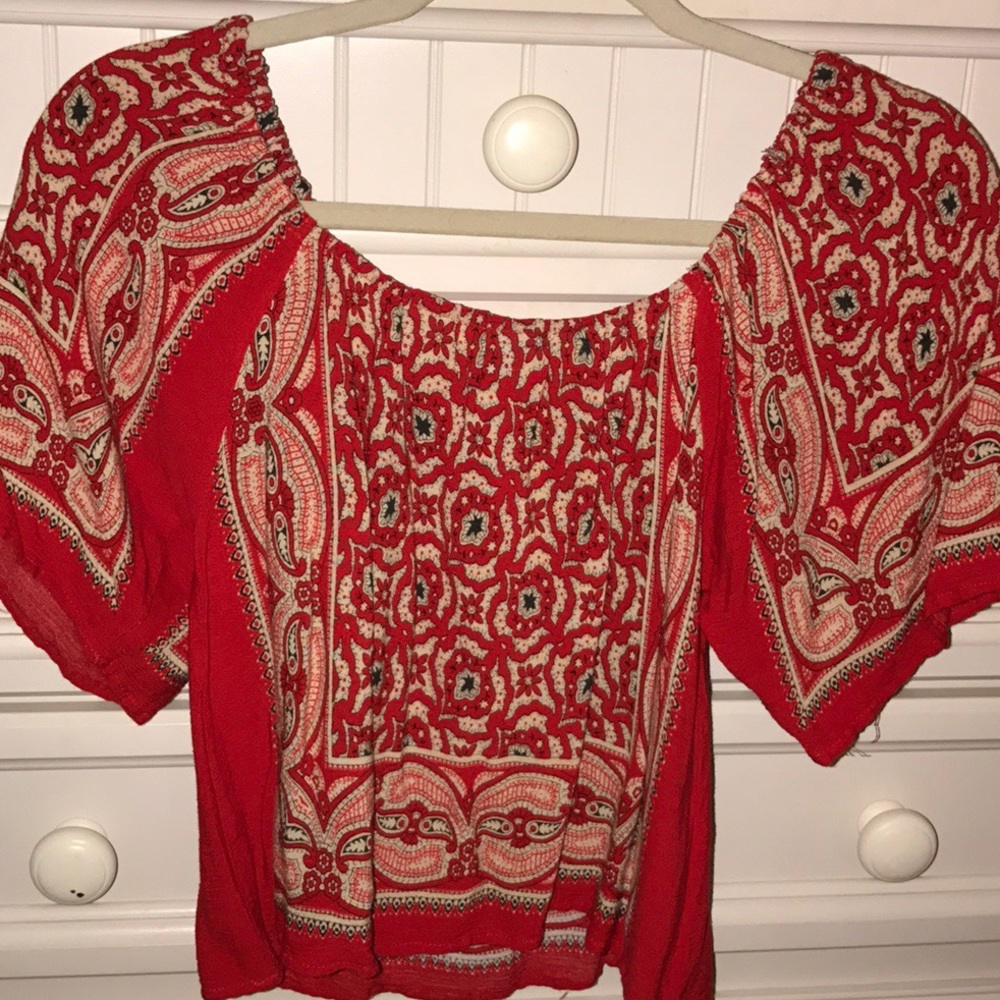 Forever 21- Red patterned off the shoulder top